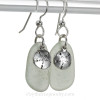 Seafoam Genuine Sea Glass Earrings On Sterling W/ Sandollar Charms