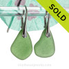 Green Simply Sea Glass Earrings On Silver Leverbacks