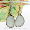 Larger Seafoam Green English Found Sea Glass Earrings In 14K Goldfilled Original Wire Bezel©