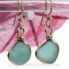 Aqua Beach Found Sea Glass Earrings 