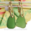 Bright Green Sea Glass on 24K Gold Vermeil Leverback Earrings