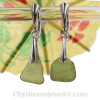 Lime Green Genuine Sea Glass Sterling Leverback Earrings.