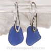 Perfect Petite Cobalt Blue Sea Glass Earrings On Silver Silver Deco Hooks