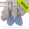 Simple and Elegant Larger Genuine Cobalt Blue  Beach Found Sea Glass Earrings on Sterling Leverback Earrings.