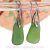 Vivid Green Beach Found Sea Glass Earrings on Solid Sterling Deco Hooks
