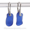Longer Cobalt Blue Genuine Sea Glass Earrings On Silver Silver Deco Hooks