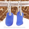 Longer Cobalt Blue Genuine Sea Glass Earrings On Silver Silver Deco Hooks