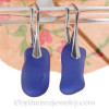 Longer Cobalt Blue Genuine Sea Glass Earrings On Silver Silver Deco Hooks