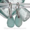 RARE VIVID Aquamarine Genuine English Sea Glass on Solid Sterling Silver Deluxe Leverbacks