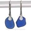 Tiny Organic Blue Sea Glass Earrings on Solid Sterling Leverbacks
