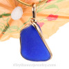 Cobalt Blue Sea Glass Bottle Bottom In 14K Goldfilled Original Wire Bezel© Pendant