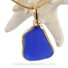 Cobalt Blue Sea Glass Bottle Bottom In 14K Goldfilled Original Wire Bezel© Pendant