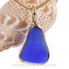 Classic Cobalt Blue Sea Glass Bottle Bottom in our 14K Rolled Gold Original Wire Bezel© Pendant 
