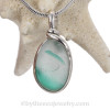 A Lovely Petite Mixed Vivid Teal Green and Pure White Seaham multi sea glass set in Solid Sterling Silver Deluxe Wire Bezel© pendant setting.