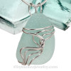 Large Aqua Green Sea Glass In Sterling Waves© Setting Necklace Pendant