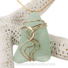 Seafoam Green Sea Glass In Gold Waves Setting Pendant