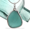 LARGE Turquoise Natural Sea Glass Original Sterling Bezel© Setting