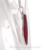 Long Bright Ruby Red Sea Glass In Original Wire Bezel© Sterling Silver