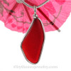 Long Bright Ruby Red Sea Glass In Original Wire Bezel© Sterling Silver