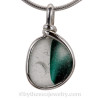Green Slice - Mixed Vivid Green English Sea Glass Sterling Original Wire Bezel© Pendant