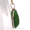 HUGE Vivid Green Sea Glass Bottle Bottom In Gold Original Wire Bezel© Pendant