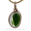 Green Pool - Petite ULTRA RARE Multi Sea Glass Necklace Pendant In 14K G/F Original Wire Bezel©