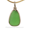 Smaller Vivid Green Sea Glass In Gold Original Wire Bezel© Pendant