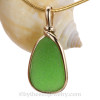 Smaller Vivid Green Sea Glass In Gold Original Wire Bezel© Pendant