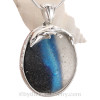 HUMONGOUS Ultra Rare Mixed Sea Glass Pendant In Solid Sterling Silver Deluxe Pattern Wire Bezel© and Dolphins