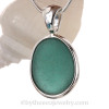 Aqua sea glass from Seaham England set in our Deluxe Wire Bezel© necklace pendant setting.