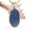 Large Smokey Blue Sea Glass In Tiffany Deluxe Mixed Metal Wire Bezel© Necklace Pendant