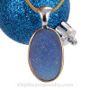 Thick Smokey Royal Blue Sea Glass In Tiffany Deluxe Pattern Wire Bezel© Necklace Pendant