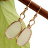 Petite Pure White Sea Glass In Original Wire Bezel Earrings In 14K Goldfilled