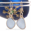 Perfect and Petite Genuine Carolina Blue Sea Glass Earrings In Gold Wire Bezel©