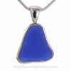 Blue Triangular Sea Glass In Sterling Silver Deluxe Wire Bezel© Setting