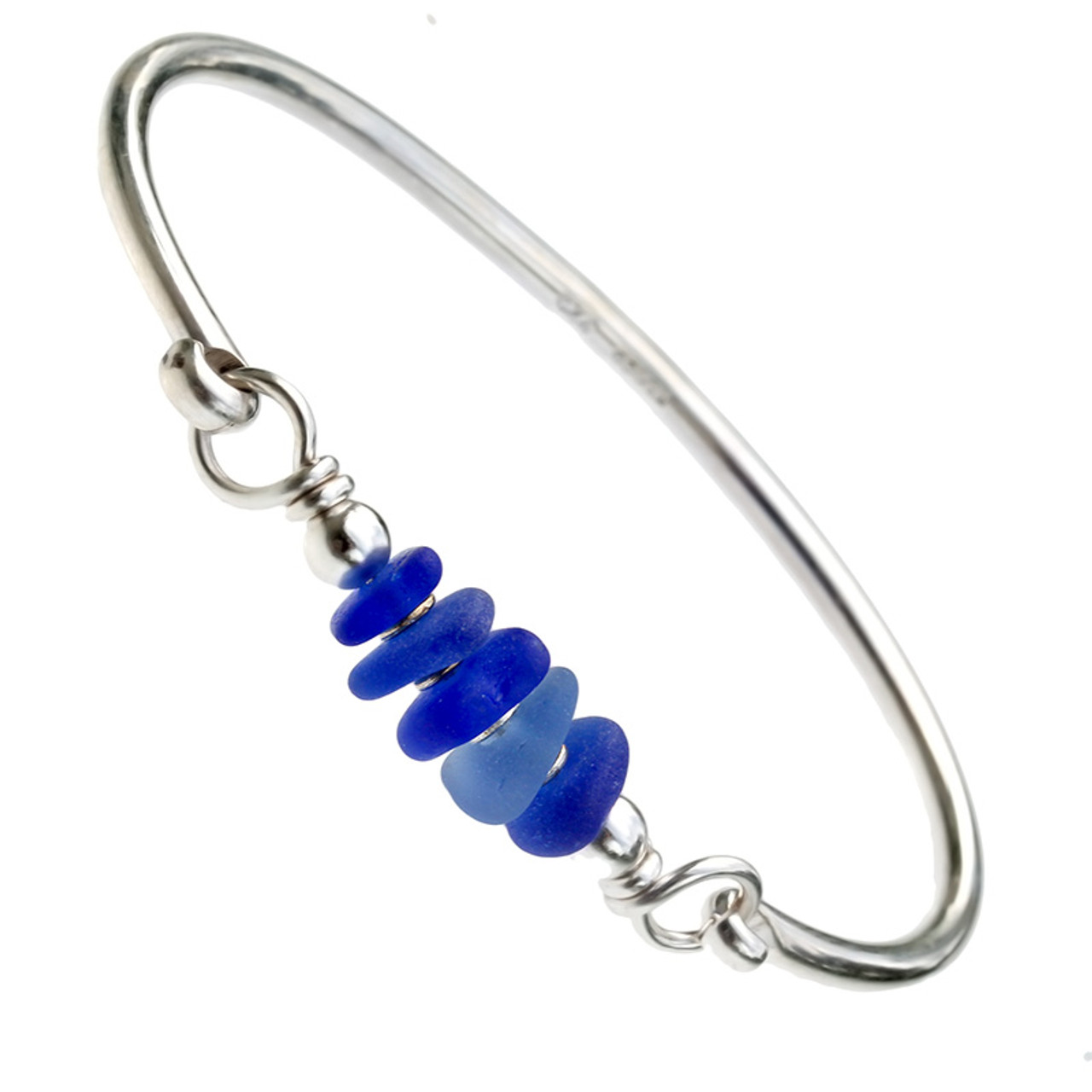 Sea glass bangle bracelet clearance