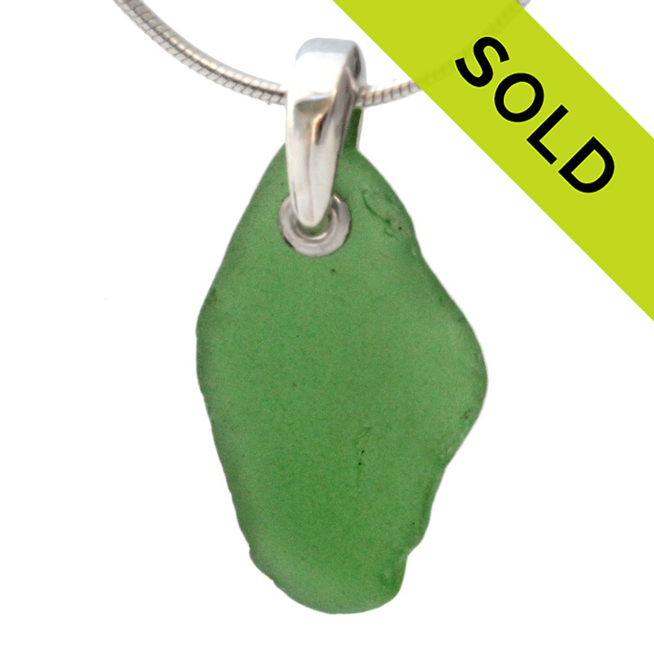 Simply Sea Glass Green Sea Glass On Sterling Bail S/S CHAIN