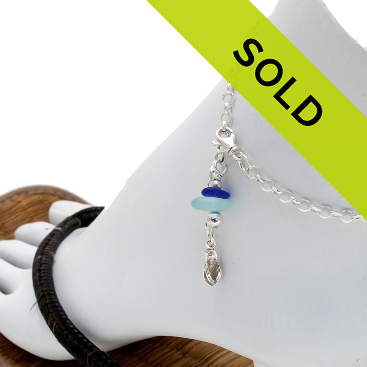 Sea glass anklet bracelet Clearance