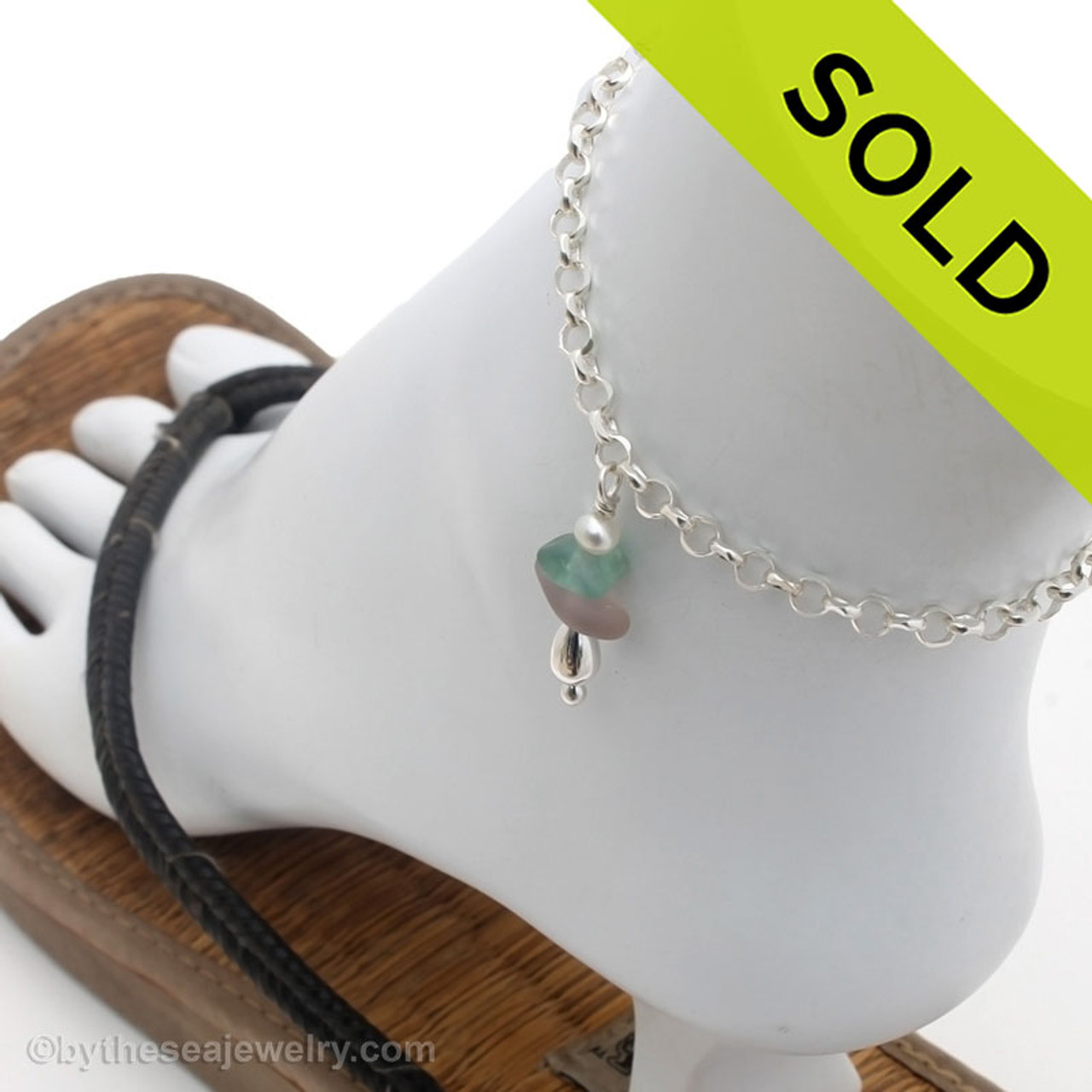 Sea glass anklet bracelet Clearance