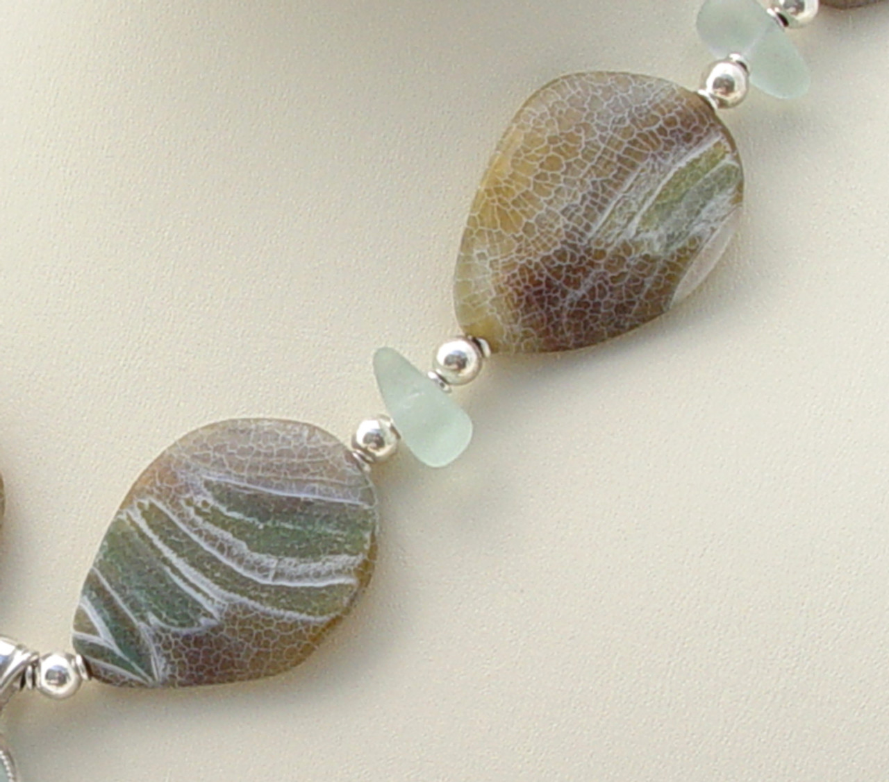 Tumbled Sea Glass Round Beads Seafoam Green, 4 Beads