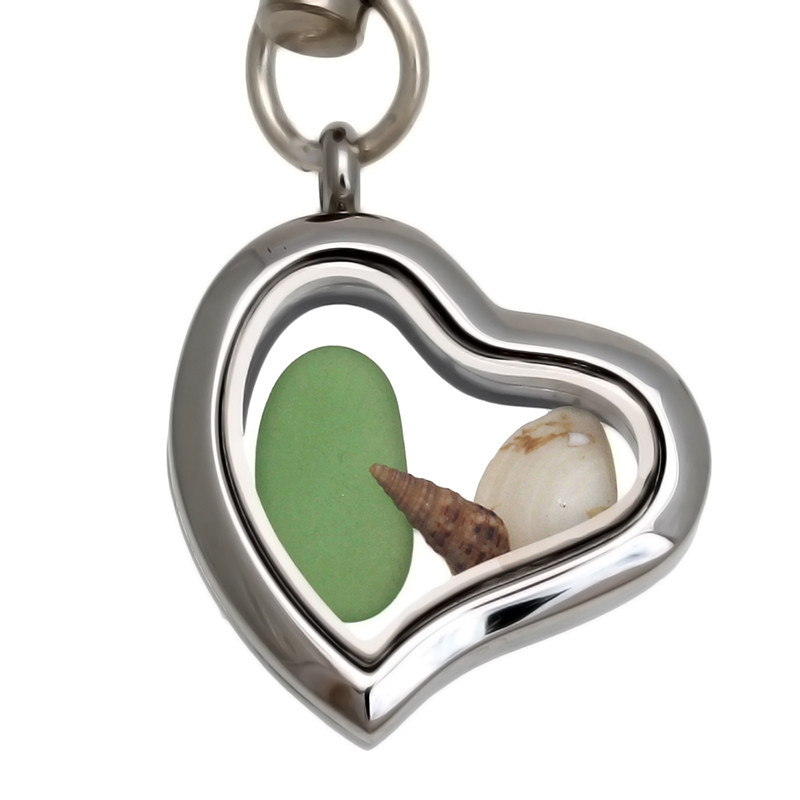 Beach Lovers - Genuine Green Sea Glass & Shells Detachable Key Chain ...