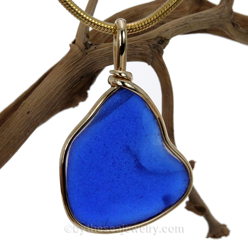 A L-A-R-G-E piece of crazed Cobalt Blue Sea Glass Pendant in my