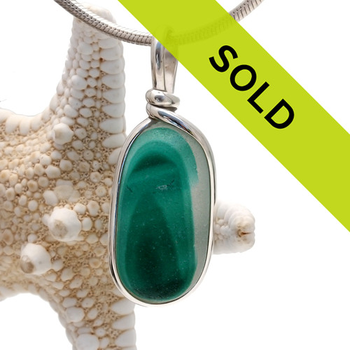 Stunning mixed green English sea glass from Seaham England set in our Original Wire Bezel Setting.