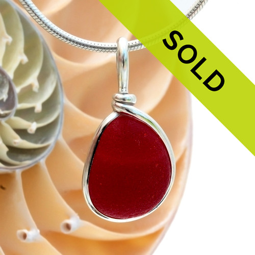 Ultra rare mixed red sea glass in our Original Wire Bezel© setting in silver. Sorry this piece has sold!