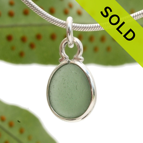 Olive Green Sea Glass Charm For Bracelet, Anklet or Necklace