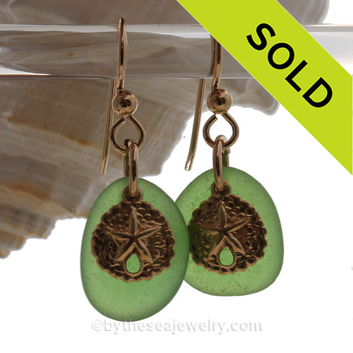 Green Sea Glass Earrings