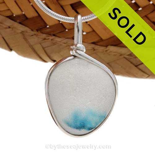 A vivid Electric Aqua English Multi sea glass set for a necklace in our Original Sea Glass Bezel© in solid sterling silver setting.
Sorry this Sea Glass Jewelry selection has been SOLD!