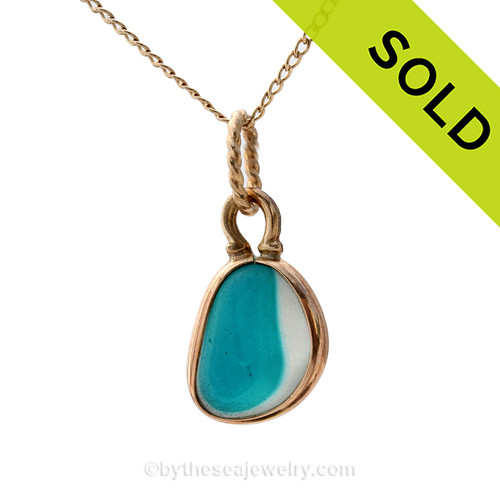 Mixed Small Electric Aqua English Multi Sea Glass Charm Necklace in 14K Goldfilled
SOLD - Sorry this Rare Sea Glass Pendant is NO LONGER AVAILABLE!