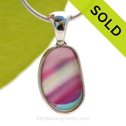 A True SUPER ULTRA ULTRA RARE Genuine Seaham Sea Glass Multi set in our Deluxe Wire Bezel© Pendant Setting.
SOLD - Sorry this Ultra Rare Sea Glass Pendant is NO LONGER AVAILABLE!