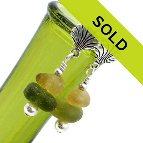 This pair of sea glass earrings made with natural found glass from Seaham England has been SOLD